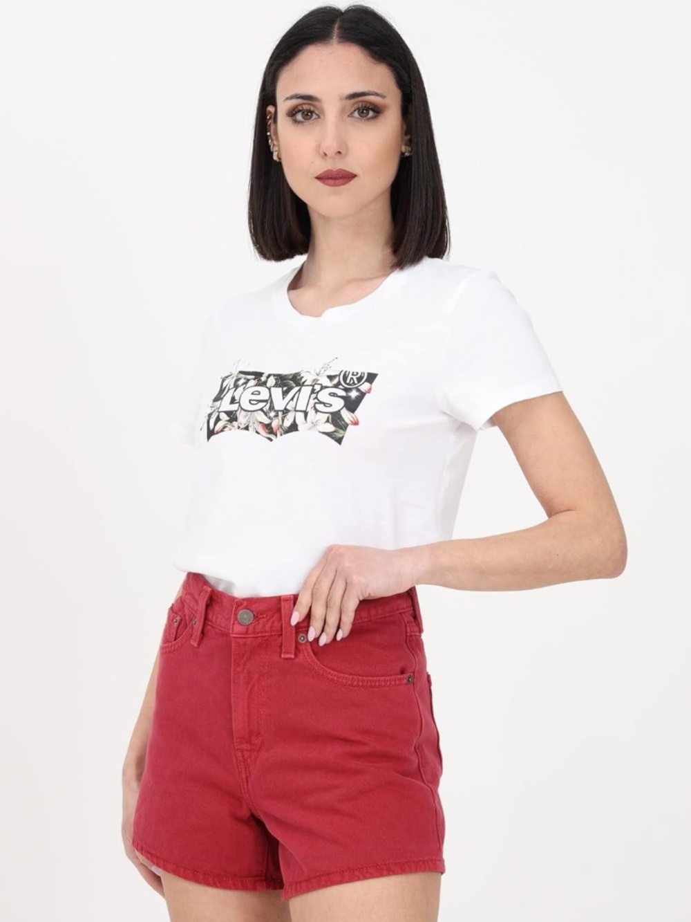 Levi's Women's Casual Mom 80s Denim Shorts Red